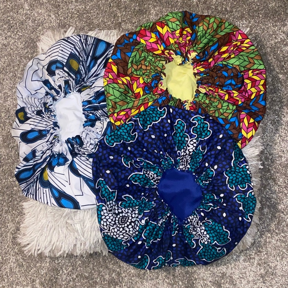 African Ankra Print Hair Bonnets